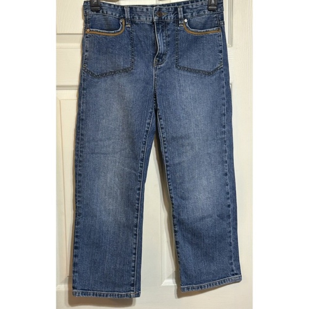 Nautica Jeans Women 4 Denim Straight Leg Embroidered Pocket Classic Pa
